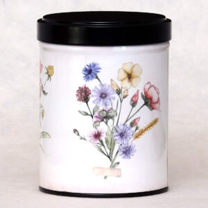 Boîte à thé illustrée empilable Fleurs des champs