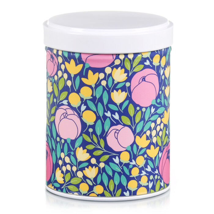 Stackable illustrated tea tin Flowery