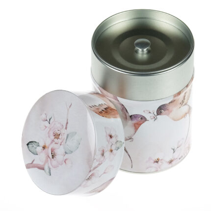 Illustrated tea tin Sakura &amp; tsubame