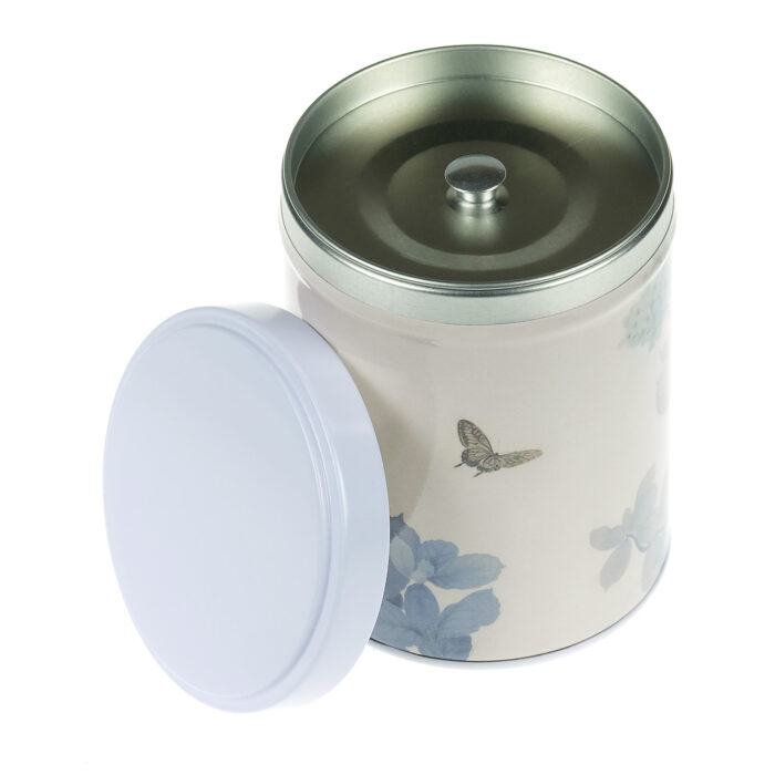 Stackable illustrated tea tin Hydrangeas