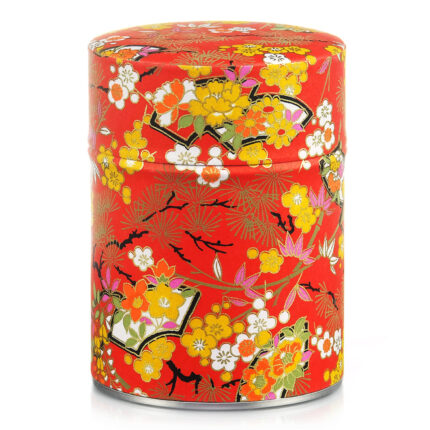 Traditional washi tea tin Shirako