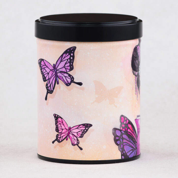 Stacked illustrated tea box Mrs Butterfly / Sybile Art