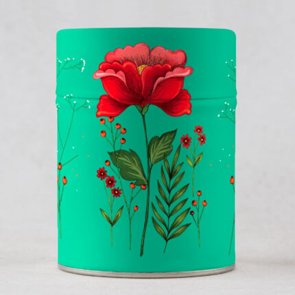 Fleur rouge - Boîte à thé traditionnelle illustrée