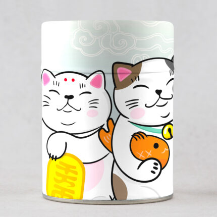 Manekineko - Boîte à thé traditionnelle illustrée