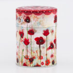 Traditionelle französische handgefertigte illustrierte Teedose – Mohnblumen von Minasmoke