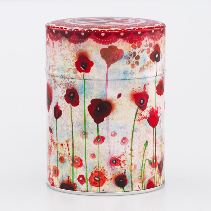 Traditional French Handcrafted Illustrated Tea Caddy - Poppies by Minasmoke