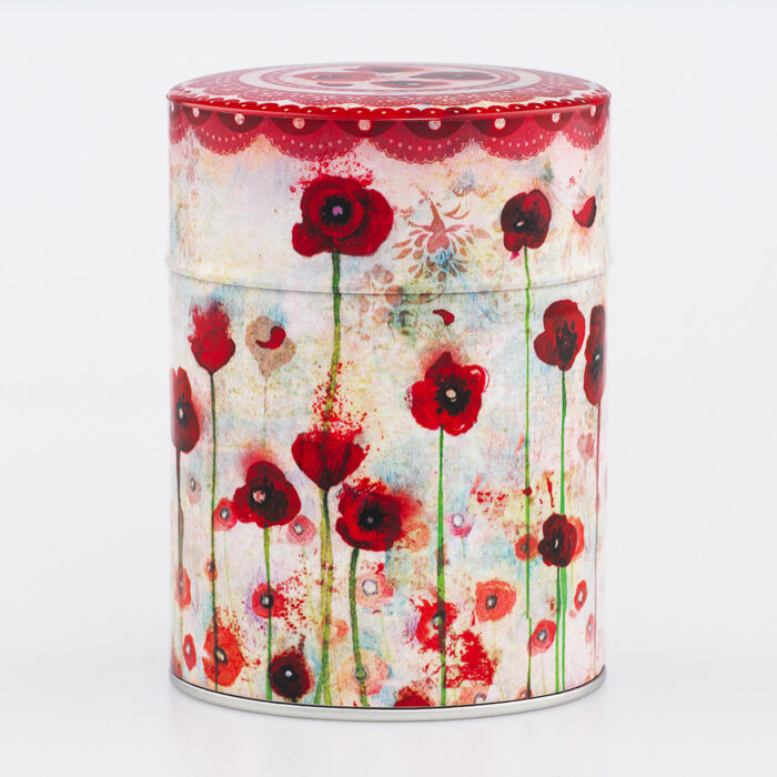 Traditional French Handcrafted Illustrated Tea Caddy - Poppies by Minasmoke