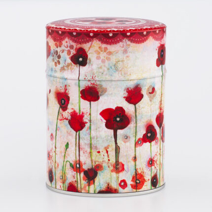 Boîte à thé traditionnelle illustrée artisanale française - Poppies par Minasmoke