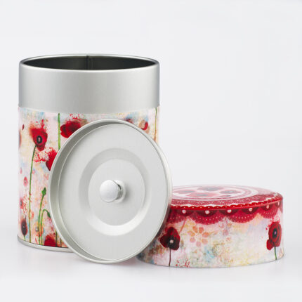 Boîte à thé traditionnelle illustrée artisanale française - Poppies par Minasmoke