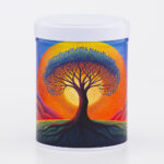 Scatola da tè impilabile illustrata realizzata a mano in Francia - Albero della vita