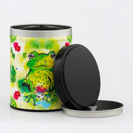 Boîte à thé empilable illustrée artisanale française - Grenouille Zen par Lea Medine
