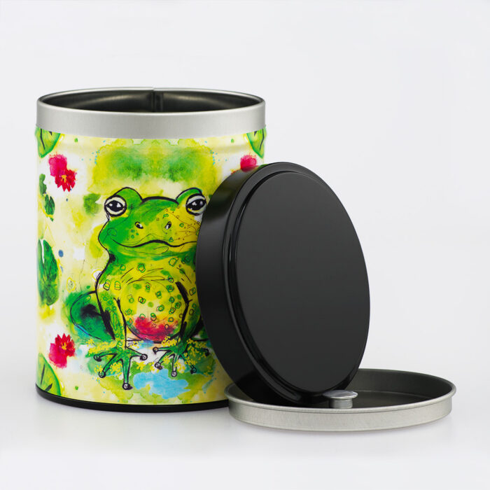 Boîte à thé empilable illustrée artisanale française - Grenouille Zen par Lea Medine