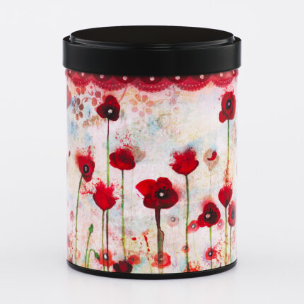 Boîte à thé empilable illustrée artisanale française - Poppies par Minasmoke