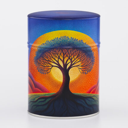 Boîte à thé traditionnelle illustrée artisanale française - Arbre de vie