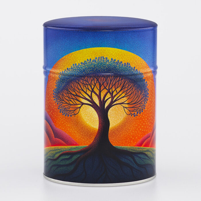 Boîte à thé traditionnelle illustrée artisanale française - Arbre de vie