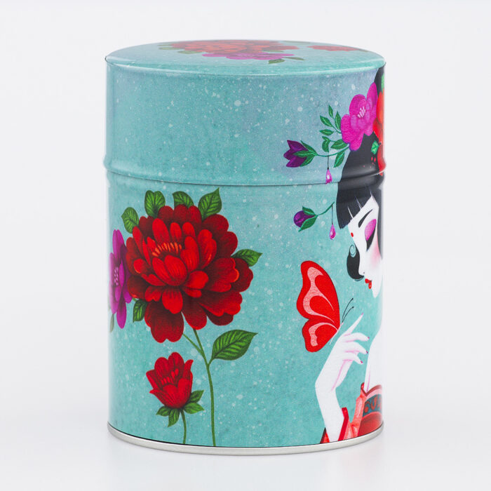 Boîte à thé traditionnelle illustrée artisanale française - Ayaka par Sybile Art
