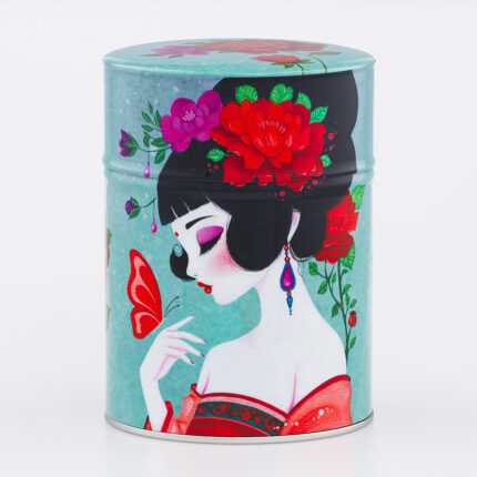 Boîte à thé traditionnelle illustrée artisanale française - Ayaka par Sybile Art
