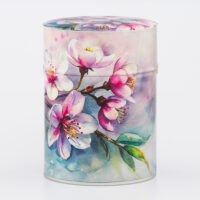 Boîte à thé traditionnelle illustrée artisanale française - Cherry Blossom