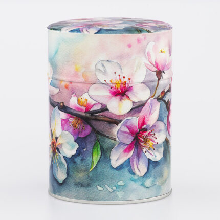Boîte à thé traditionnelle illustrée artisanale française - Cherry Blossom