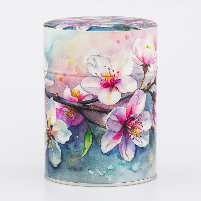 Boîte à thé traditionnelle illustrée artisanale française - Cherry Blossom