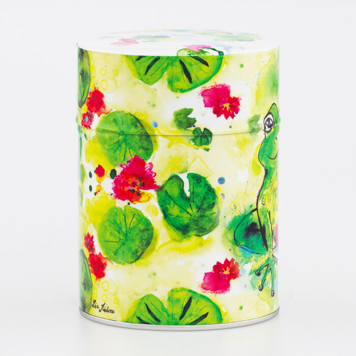 Boîte à thé traditionnelle illustrée artisanale française - Grenouille Zen Par Lea Medine