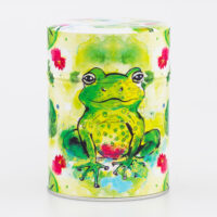 Boîte à thé traditionnelle illustrée artisanale française - Grenouille Zen Par Lea Medine