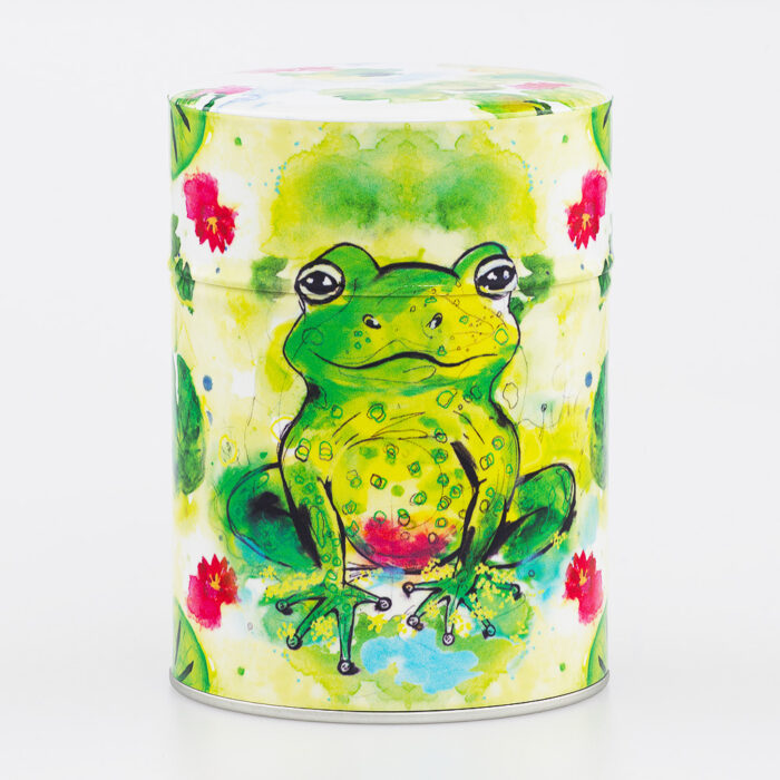 Boîte à thé traditionnelle illustrée artisanale française - Grenouille Zen Par Lea Medine
