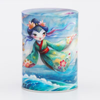 Caja de té ilustrada tradicional, artesanía francesa - Miss Koinobori