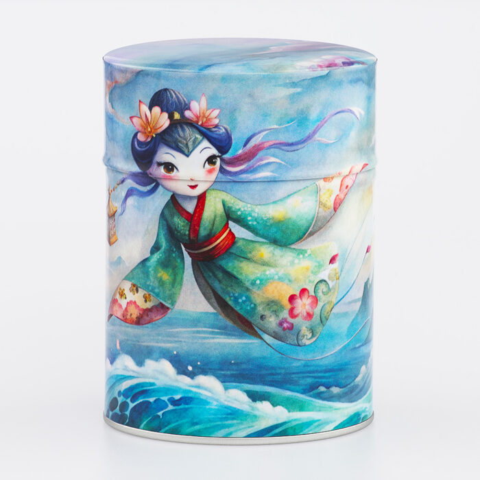 Caja de té ilustrada tradicional, artesanía francesa - Miss Koinobori