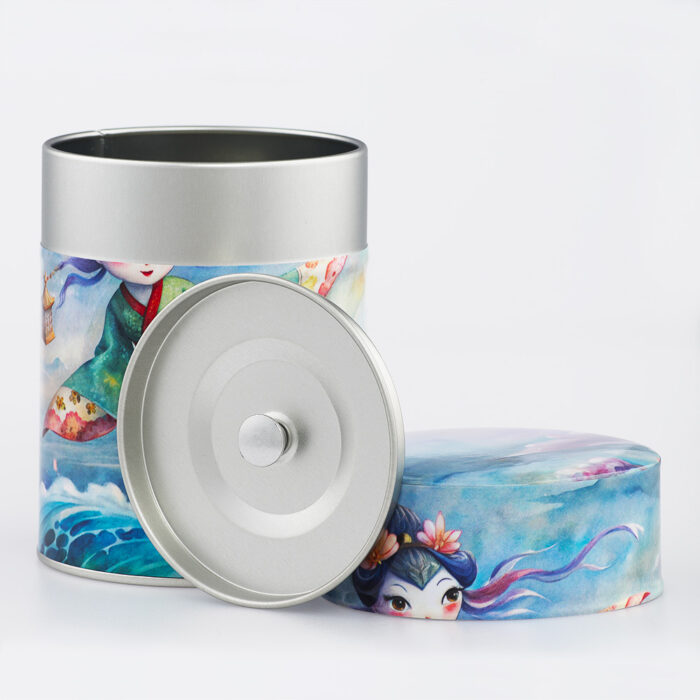 Caja de té ilustrada tradicional, artesanía francesa - Miss Koinobori