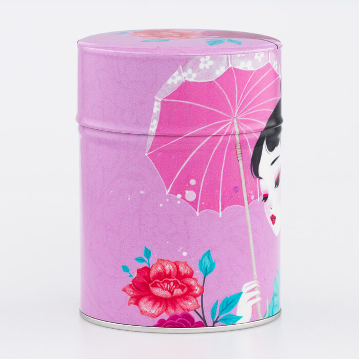 Boîte à thé traditionnelle illustrée artisanale française - Yuzuki par Sybile Art