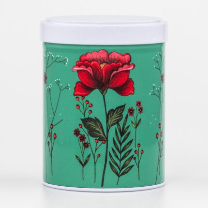 Réédition Boîte à thé Fleur rouge
